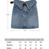 OZLANA SS2305 Fold Over Denim Logo Skirt