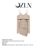 OZLANA SS2310 Off Shoulder Strap Glitz Knit Dress