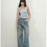 VIA PITTI 2504 重磅立体水钻阔腿牛仔裤
