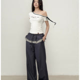 VIA PITTI 2505 系带斜肩字母印花短袖