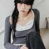 PAIN OR PLEASURE 2604 DAISY RIBBON TOP CHARCOAL