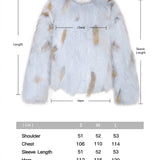 OZLANA SS2309 Spotlight Round Neck Fox Fur Jacket Cream White