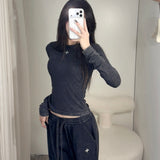 SMFK 2510 暴风褪色蚕丝运动长袖上衣 荒野黑