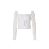 NOT YOUR ROSE 2603 Ribbon square blouse (Ivory)
