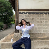 SEOOOCOOKIE 2601  Blue Rose Corset Top