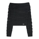 ILLIGO 2610 PUNCHING LOOSE OFF SHOULDER KNIT BLACK
