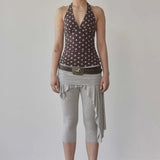 SCULPTOR 2602 Dot Halter Top Brown