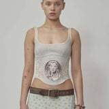 SCULPTOR 2602 Beaded Maria Top Pale Gray