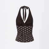 SCULPTOR 2602 Dot Halter Top Brown