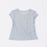 SCULPTOR 2603 Lace Crop Baby Tee Nude Blue