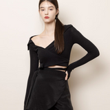 NOT YOUR ROSE SS2312 Jenny wrap tshirt Black