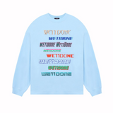 WE11DONE Blue Printed Long Sleeve T-Shirt