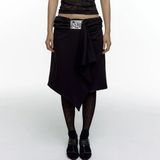 KASHIKO SS2404 Embroied Patch Draped Wrap Skirt