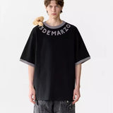 13DE MARZO | 2406 Round Neck Knit Logo T-Shirt, Black