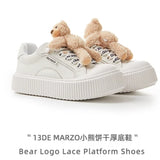 13DE MARZO | 2408 Bear Logo Lace Platform Shoes White