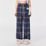 13DE MARZO | 2408 Doozoo Plaid Straight Pants Dark Blue