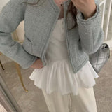 KOREAN COLLECTION 2511 粗花呢短款小香外套 蓝