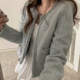 KOREAN COLLECTION 2511 粗花呢短款小香外套 蓝