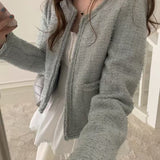 KOREAN COLLECTION 2511 粗花呢短款小香外套 蓝