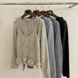 KOREAN COLLECTION 2511 荷叶边叠穿针织开衫