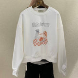 KOREAN COLLECTION 2511 狗狗印花圆领拉绒套头卫衣