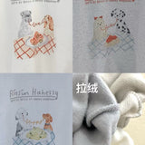 KOREAN COLLECTION 2511 狗狗印花圆领拉绒套头卫衣