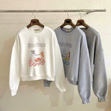 KOREAN COLLECTION 2511 狗狗印花圆领拉绒套头卫衣