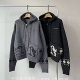 KOREAN COLLECTION 2511 百搭连帽提花针织外套 黑