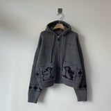 KOREAN COLLECTION 2511 百搭连帽提花针织外套 灰