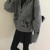 KOREAN COLLECTION 2511 百搭连帽提花针织外套 灰