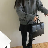 KOREAN COLLECTION 2511 百搭连帽提花针织外套 灰