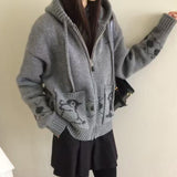 KOREAN COLLECTION 2511 百搭连帽提花针织外套 灰