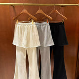 KOREAN COLLECTION 2511 纯色拉绒抽绳微喇裙裤