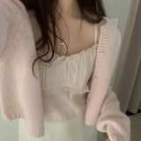 KOREAN COLLECTION 2505 甜美纯色针织开衫 粉