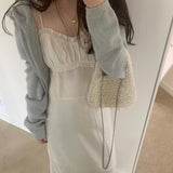 KOREAN COLLECTION 2505 褶皱木耳花边领吊带