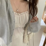 KOREAN COLLECTION 2505 褶皱木耳花边领吊带