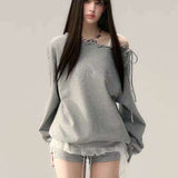 VIA PITTI 2502 设计感金属烫钻宽松卫衣 灰