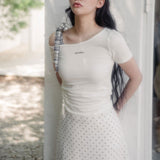 HIGH SCHOOL DISCO 2603 Check Strap Off-Shoulder Short Sleeve
