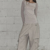 FANCY CLUB 2603 Heavenly Off-Shoulder Long Sleeve BEIGE