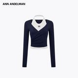 ANN ANDELMAN 2510 真两件挂脖上衣 藏蓝