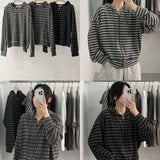 KOREAN COLLECTION 2510 条纹宽松拉链外套