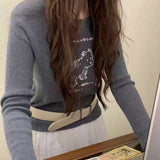 KOREAN COLLECTION 2511 可爱小狗印花针织衫 灰