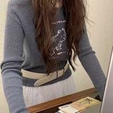 KOREAN COLLECTION 2511 可爱小狗印花针织衫 灰