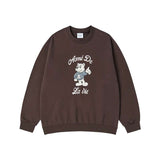 ADLV 2511 可爱站立欢迎小熊圆领卫衣 深棕