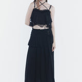 PAIN OR PLEASURE 2608 MERMAID FRILL TOP BLACK