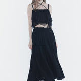 PAIN OR PLEASURE 2608 MERMAID FRILL TOP BLACK