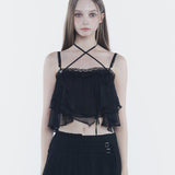 PAIN OR PLEASURE 2608 MERMAID FRILL TOP BLACK