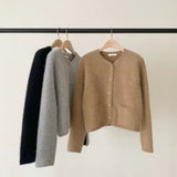 KOREAN COLLECTION 2602 OUNCE复古小香金扣针织开衫 灰