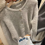 KOREAN COLLECTION 2602 OUNCE复古小香金扣针织开衫 灰