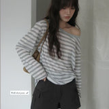 KOREAN COLLECTION 2609 条纹斜肩宽松长袖